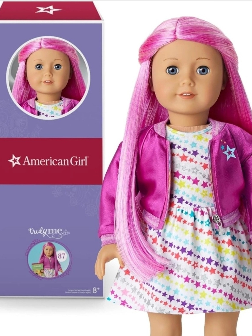 American Girl Truly Me 18-inch Doll #87 with Blue Eyes, Magenta Hair NIB